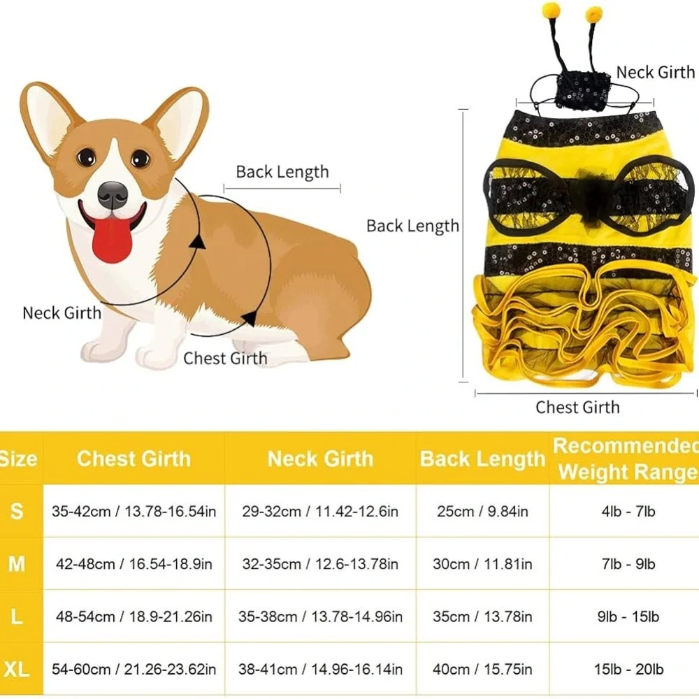 Dog Bee Costume Halloween Costumes for Dogs, Halloween size L nwot